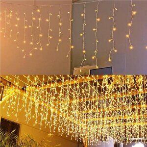LED Icicle Lights, Curtain Fairy Hanging Lights String 8 Modes 13FT 96 LEDs